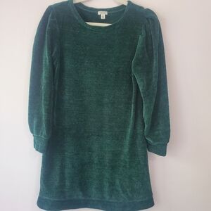 Spense Women's Chenille Hunter Green Puff Sleeves Dress Sz S/P Coquette Comfort